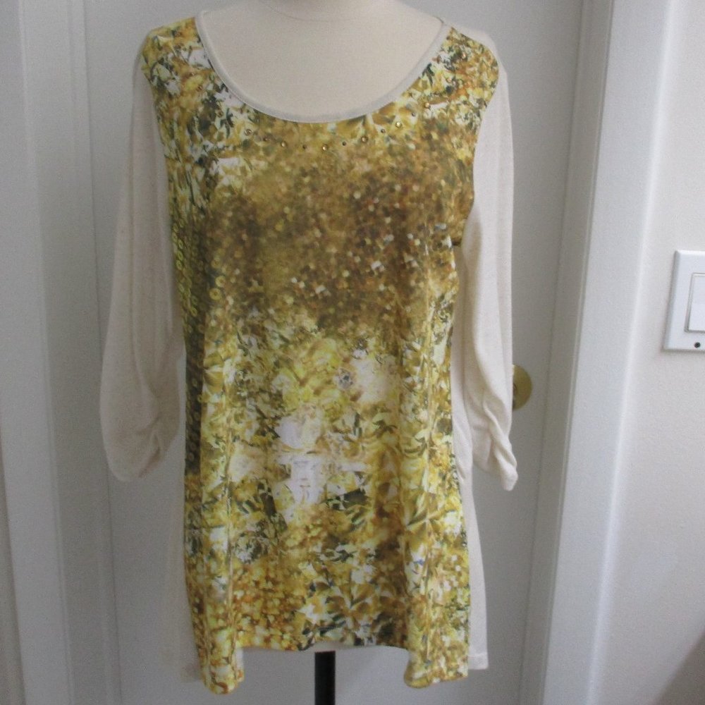 Style & Co. Gold & Yellow Print Tunic - NWOT - Picture 3 of 14